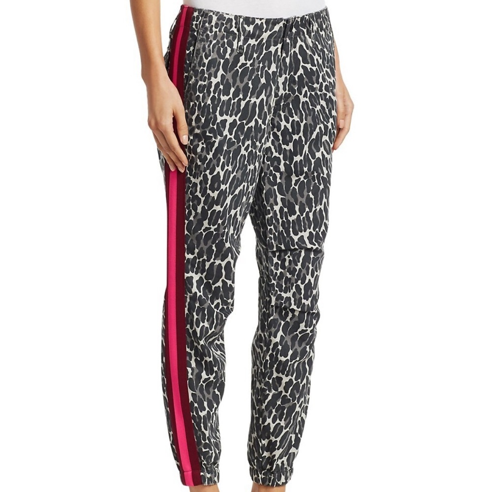 MOTHER No Zip Misfit Leopard Side Stripe Joggers